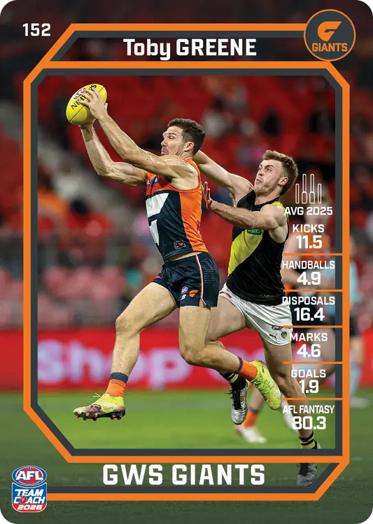 2026 Teamcoach AFL Base #152 Toby Greene
