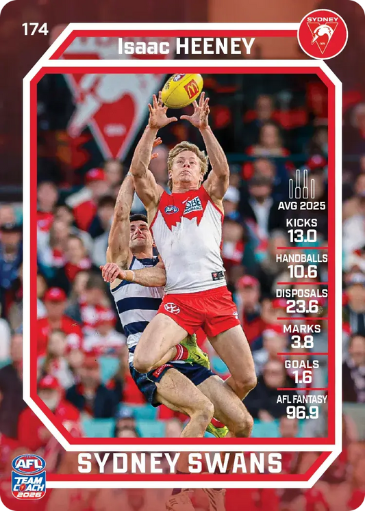 2026 Teamcoach AFL Base #174 Isaac Heeney