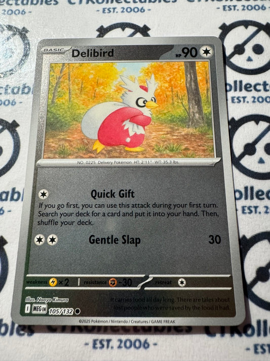 Delibird Reverse Holo #105/132 Mega Evolution Pokemon
