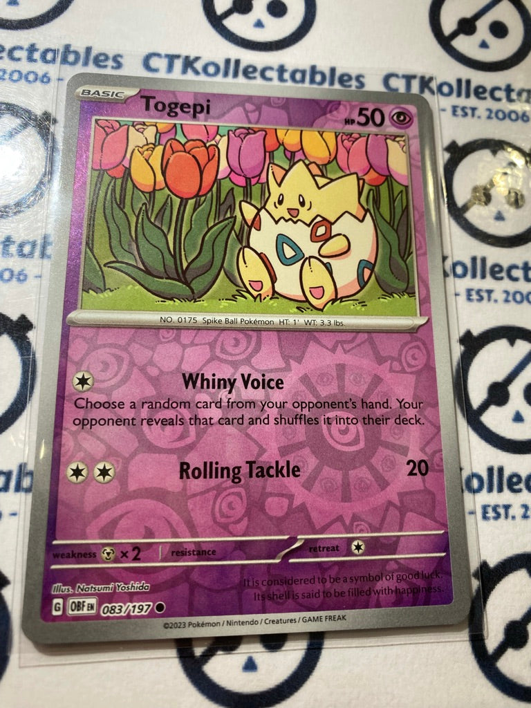 Togepi Reverse Holo #083/197 2023 Obsidian Flames Pokemon Card