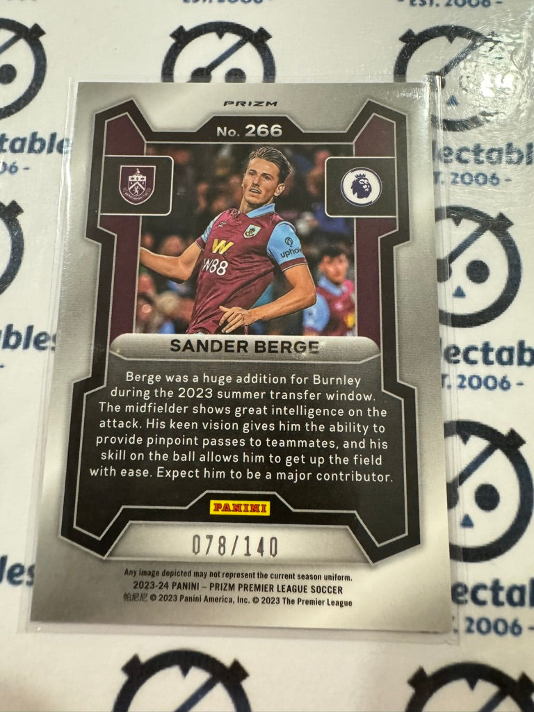 2023-24 Prizm Premier League Soccer Sander Berge #078/140 Purple Mosaic Prizm