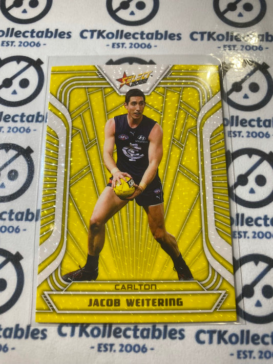 2022 AFL Footy Stars Fractured Yellow #FY35 Jacob Weitering #114/145