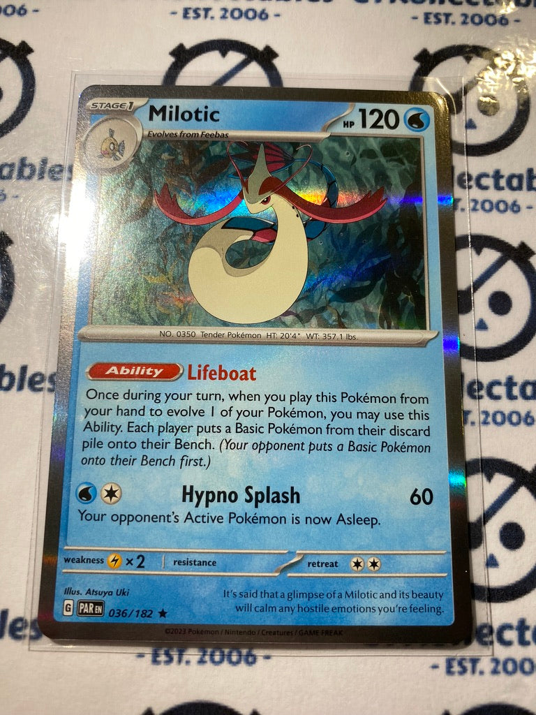 Milotic Holo Rare #036/182 2023 Scarlet & Violet Paradox Rift Pokémon