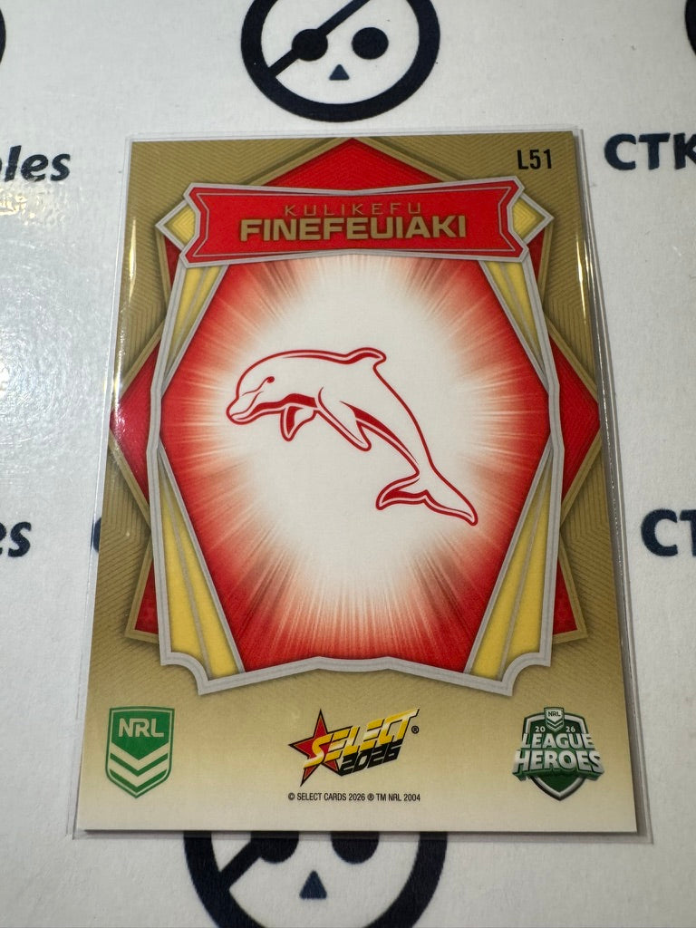 2026 Select NRL League Heroes Luminous Base #L51 Kulikefu Finefeuaki Dolphins