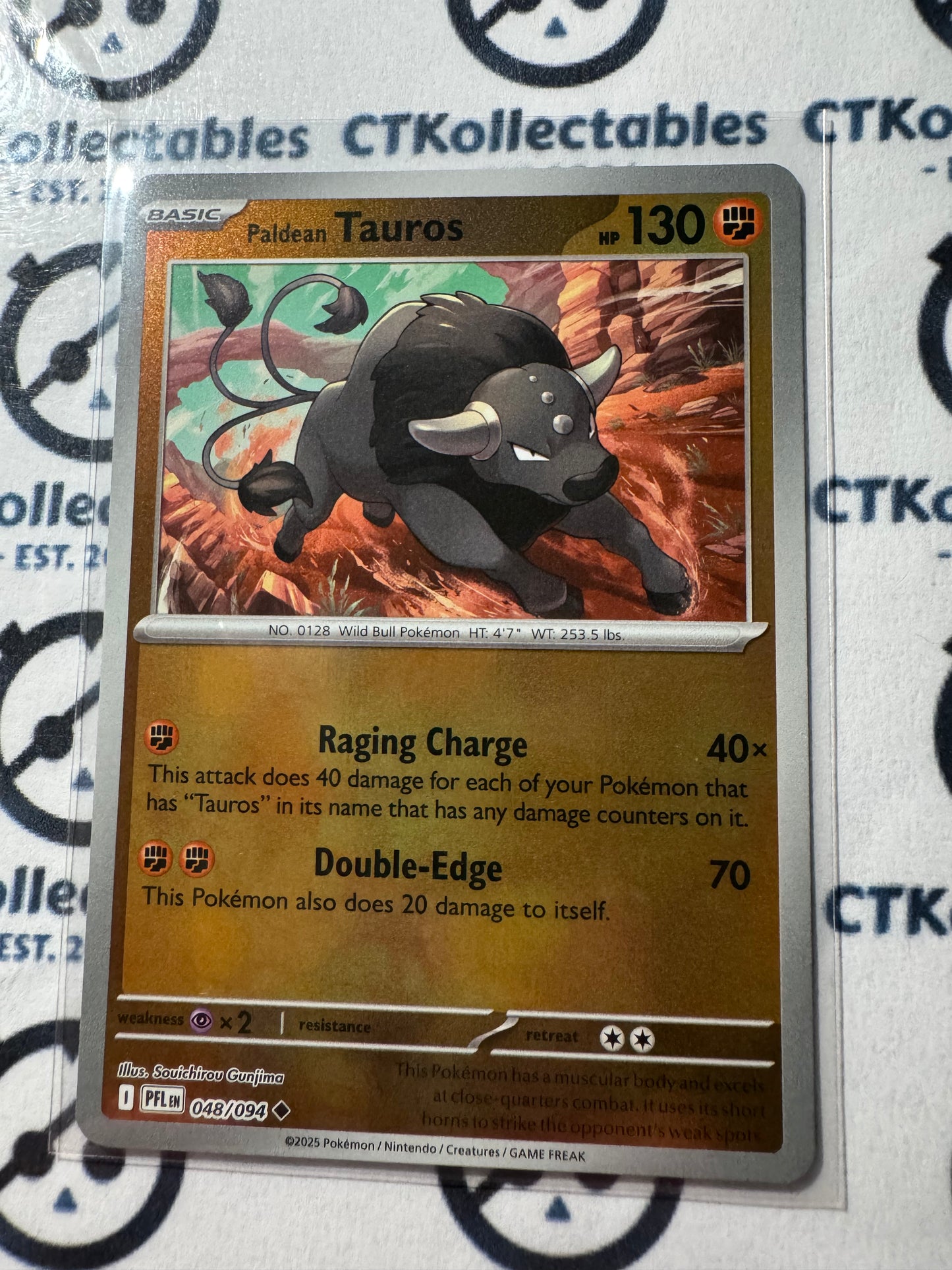Paldean Tauros Reverse Holo #048/094 Phantasmal Flames Pokemon