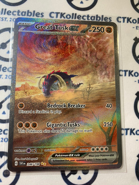 Great Tusk EX Full Art #246/198 2023 Alt Art Scarlet & Violet Pokémon TCG