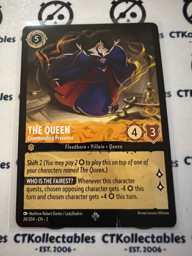 2024 Disney Lorcana Floodborn Non-Foil #26 The Queen Commanding Presence Super R