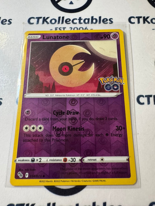 Lunatone #034/078 Reverse Holo -Pokemon Go ! Pokemon Card