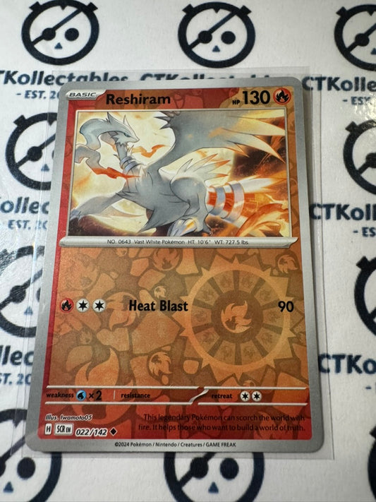 Reshiram Reverse Holo #022/142 Stellar Crown Scarlet & Violet Pokemon