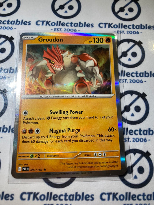 Groudon Holo Rare #093/182 2023 Scarlet & Violet Paradox Rift Pokémon TCG