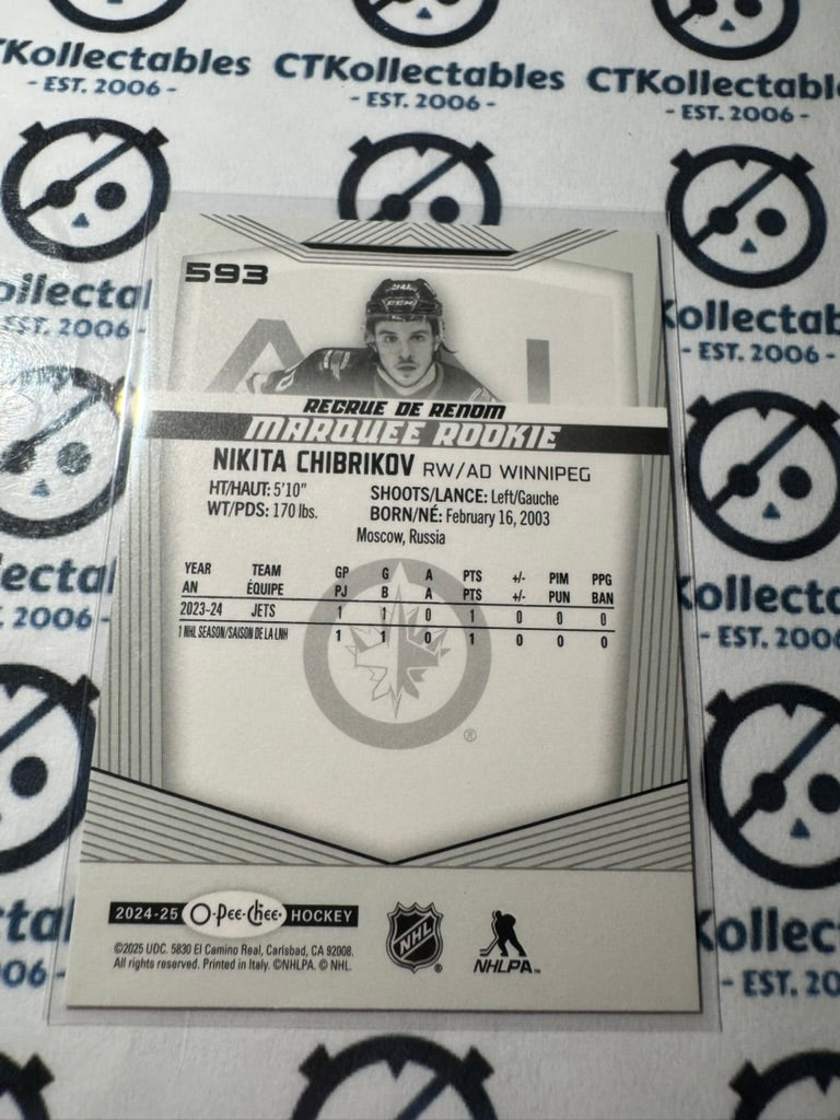 2024-25 O-Pee-Chee Hockey Marquee Rookie #593 Nikita Chibrikov, Winnipeg Jets