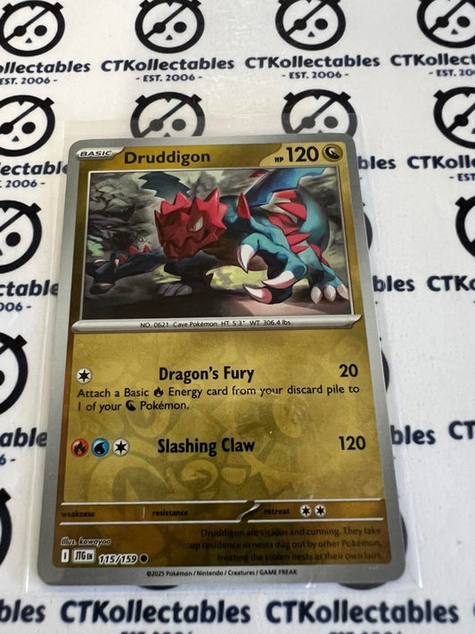 Druddigon Reverse Holo #115/159 Journey Together Pokemon Card TCG