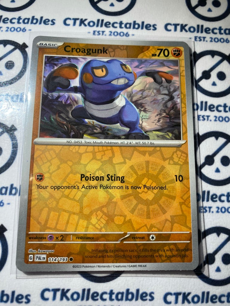 Croagunk Reverse Holo #114/193 2023 Paldea Evolved Pokemon Card CTKollectables Croagunk Reverse Holo #114/193 2023 Paldea Evolved Pokemon Card CTKollectables