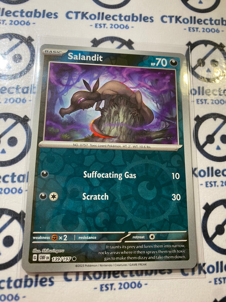 Salandit Reverse Holo #139/197 2023 Obsidian Flames Pokemon Card