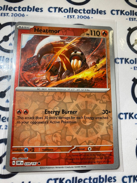 Heatmor Reverse Holo #039/197 2023 Obsidian Flames Pokemon Card