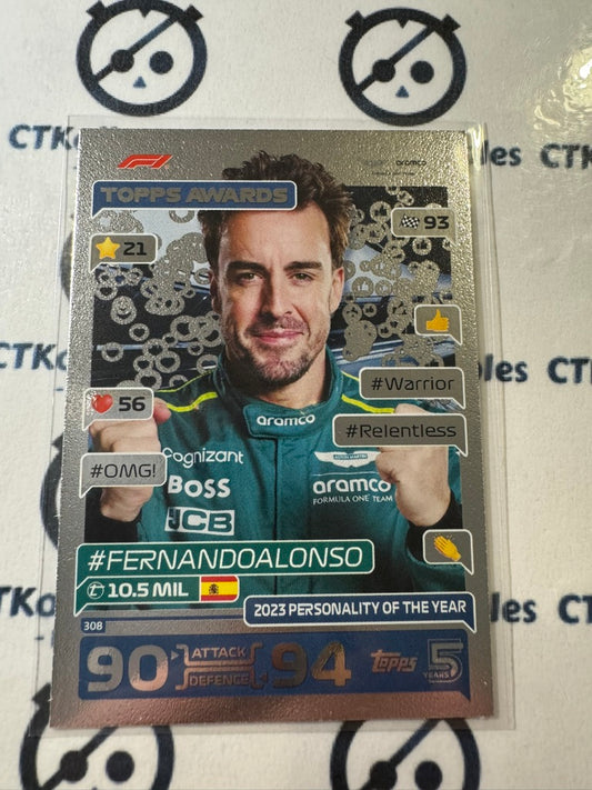 2024 Topps Turbo Attax F1 - Topps Awards Fernando Alonso Mirror Foil #308