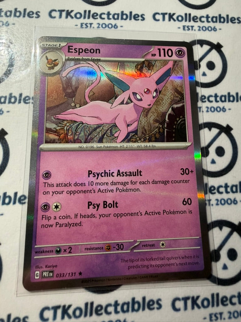 Espeon Holo Rare #033/131 Prismatic Evolutions Pokemon Card