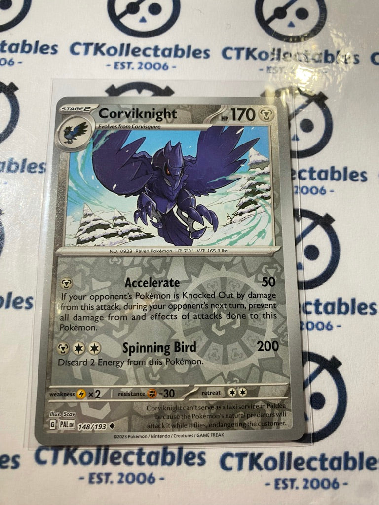 Corvinight Card Corviknight Reverse Holo #148/193 2023 Paldea Evolved Pokemon Card ...