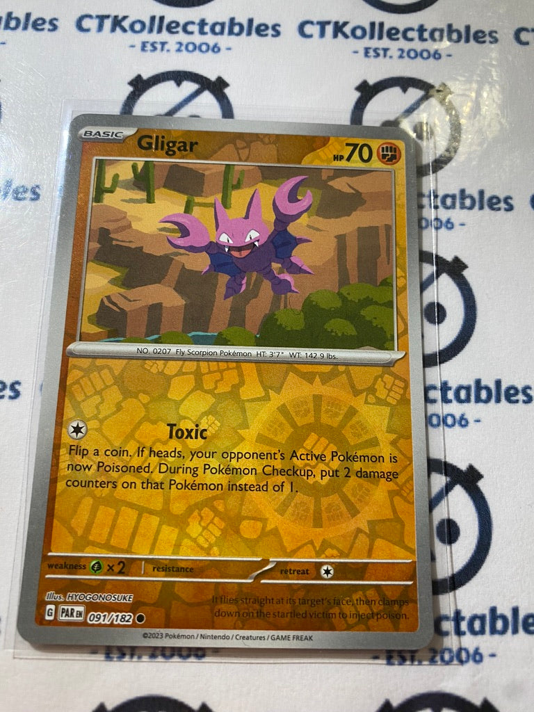 Gligar Reverse Holo #091/182 2023 Scarlet & Violet Paradox Rift Pokémon TCG