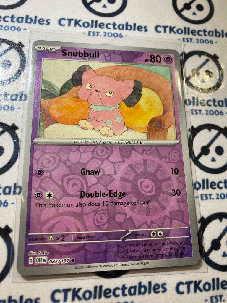 Snubbull Reverse Holo #087/197 2023 Obsidian Flames Pokemon Card