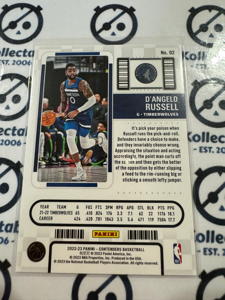2022-23 NBA Panini Contenders D'Angelo Russell Infinite Base #92 Timberwolves