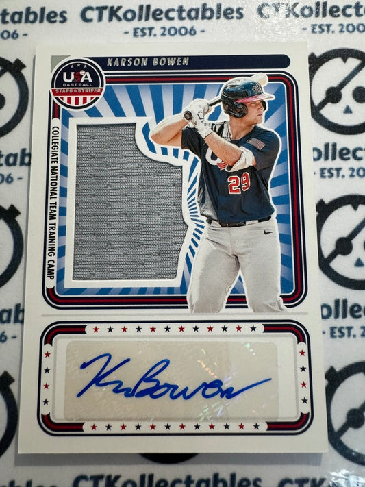 2024 Panini USA Stars & Stripes Karson Bowen Relic Auto #029/199 SS-KB