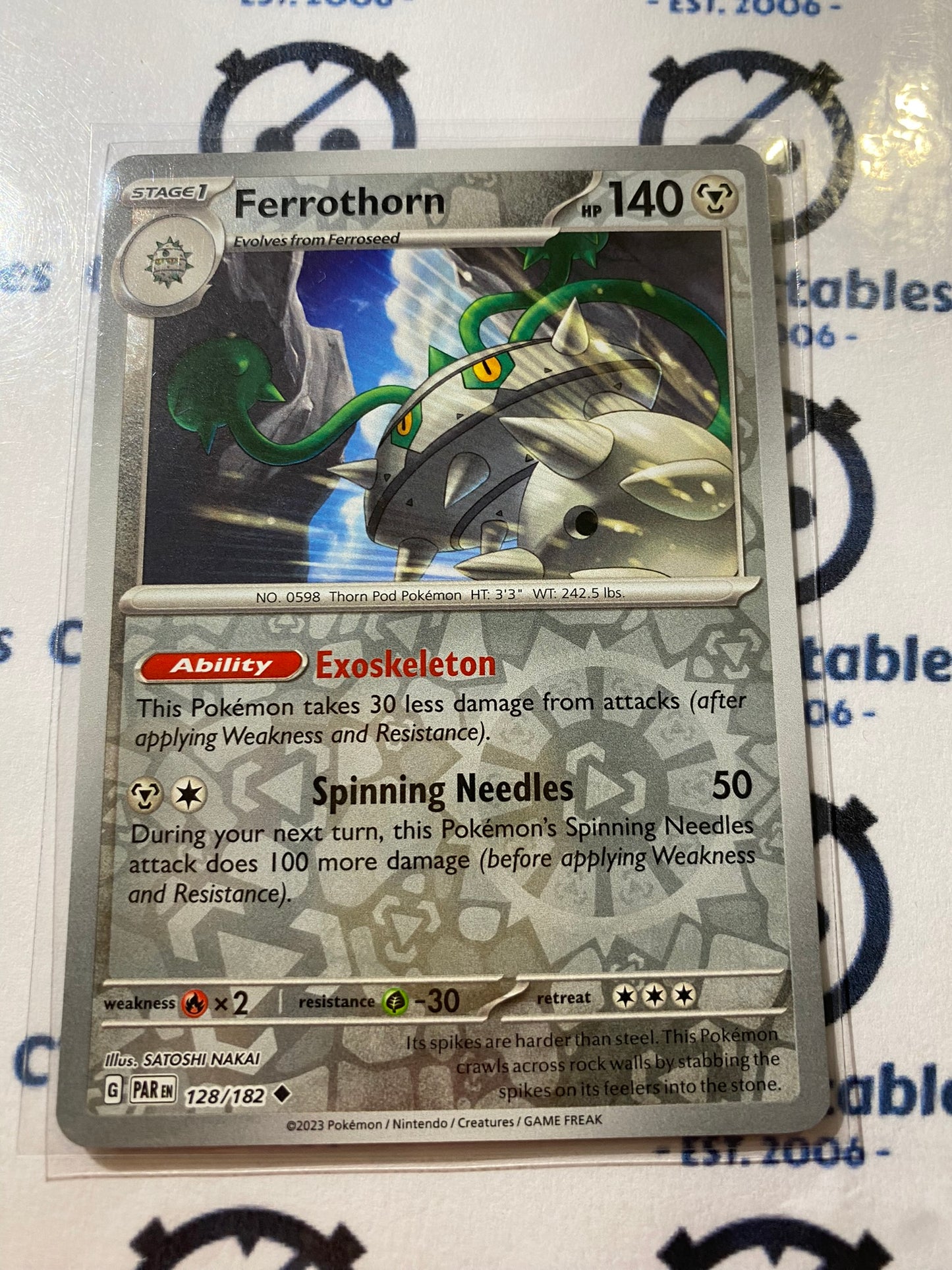 Ferrothorn Reverse Holo #128/182 2023 Scarlet & Violet Paradox Rift Pokémon TCG