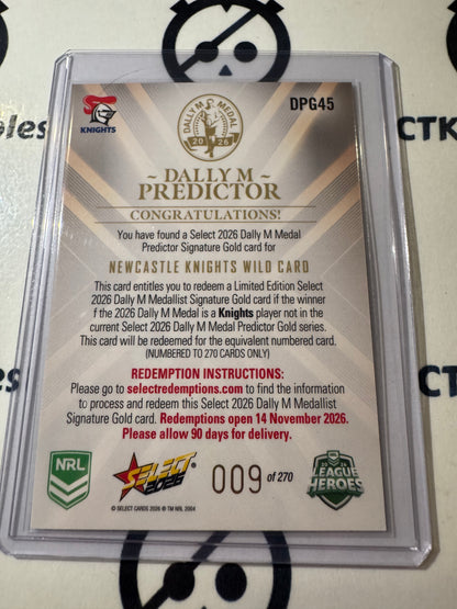 2026 Select NRL League Heroes Dally M Predictor Wild Card GOLD Knights #009/270