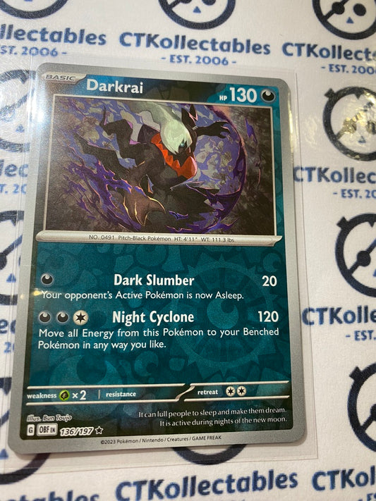 Darkrai Reverse Holo #136/197 2023 Obsidian Flames Pokemon Card