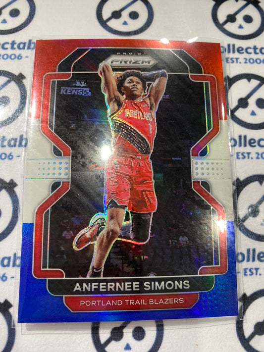 2021-22 NBA Prizm Anfernee Simons Red White Blue Prizm #168 Portland