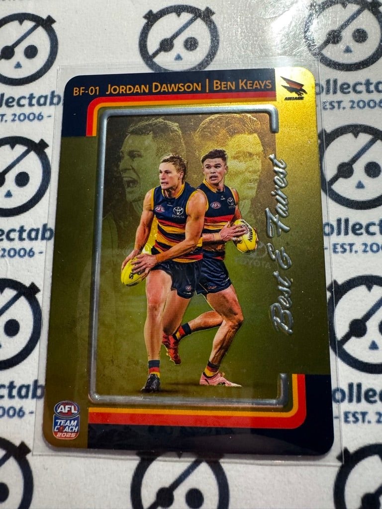 2025 AFL Teamcoach Jordan Dawson/Ben Keays Best & Faireast GOLD BF-01 Crows