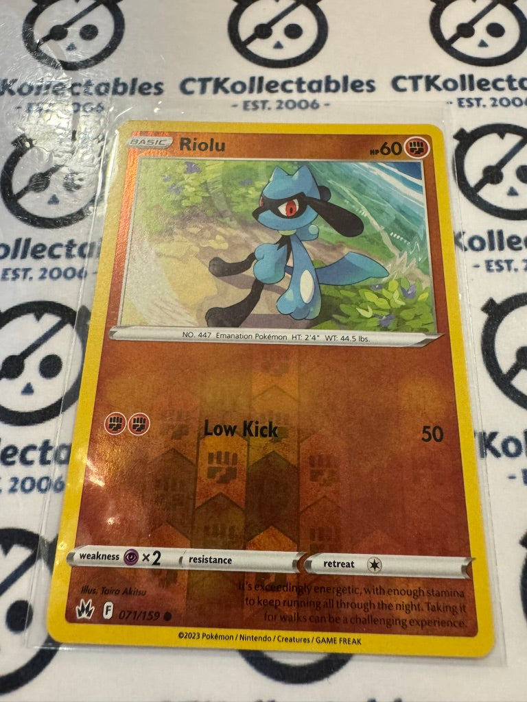 Riolu Reverse Holo #071/159 Crown Zenith Pokémon Card