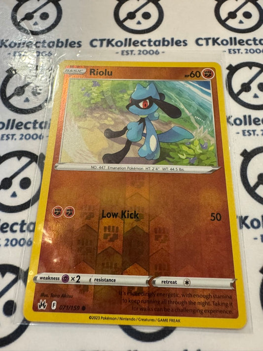 Riolu Reverse Holo #071/159 Crown Zenith Pokémon Card