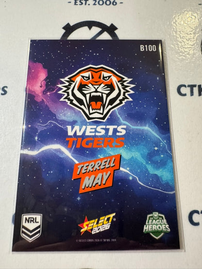2026 Select NRL League Heroes BANG #B100 Terrell May Tigers