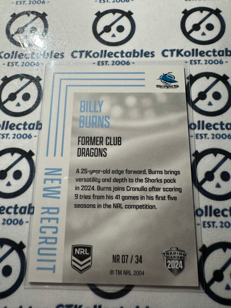 2024 NRL TLA Elite New Recruit - Billy Burns NR07 Sharks