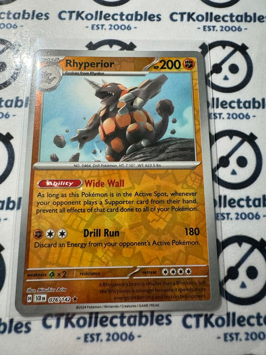 Rhyperior Reverse Holo #076/142 Stellar Crown Scarlet & Violet Pokemon