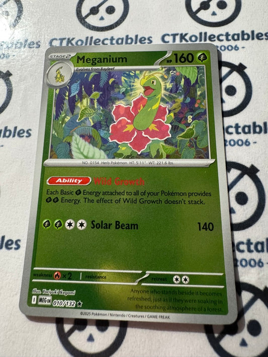 Meganium Reverse Holo #010/132 Mega Evolution Pokemon