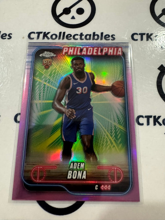 2024/25 Topps NBA Chrome Adem Bona rookie RC Pink Refractor #183 76ers