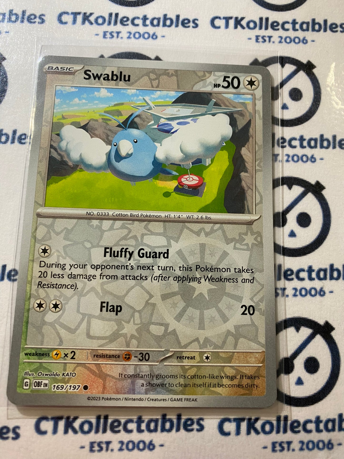 Swablu Reverse Holo #169/197 2023 Obsidian Flames Pokemon Card