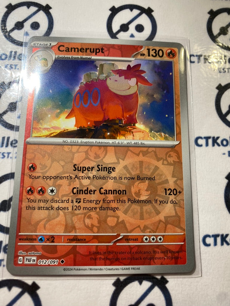 Camerupt reverse holo #012/091 2024 Paldean Fates Pokemon Card