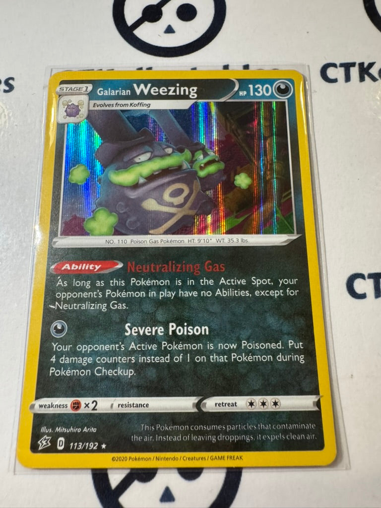Galarian Weezing #113/192 Holo Rare -Sword & Shield Rebel Clash Pokemon Card
