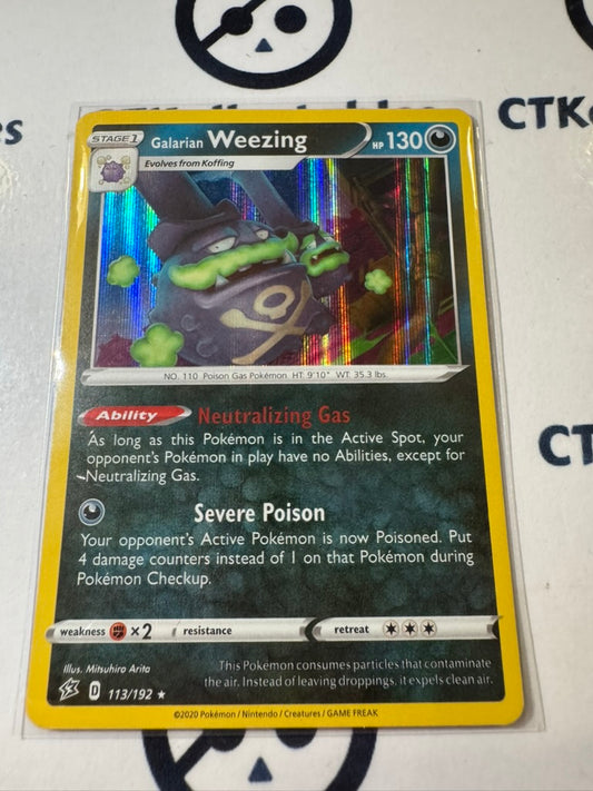 Galarian Weezing #113/192 Holo Rare -Sword & Shield Rebel Clash Pokemon Card