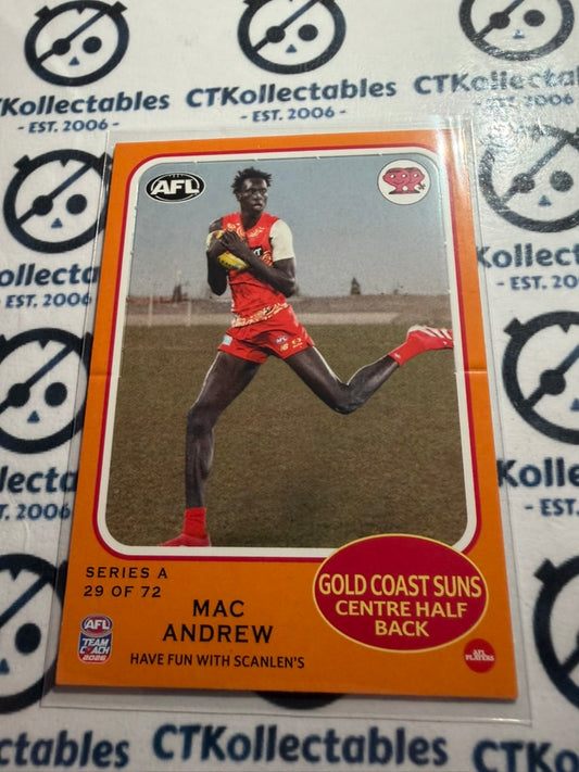 2026 Teamcoach AFL Scanlens Die-Cut Mac Andrew 29 of 72 Suns