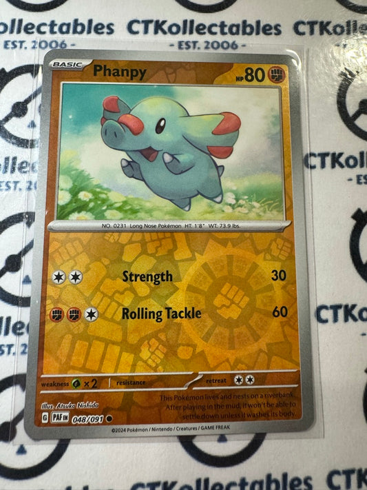 Phanpy Reverse Holo #048/091 2024 Paldean Fates Pokemon Card