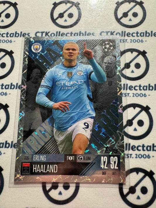 24/25 TOPPS MATCH ATTAX Erling Haaland Hat Trick Hero #325 SOCCER CARD