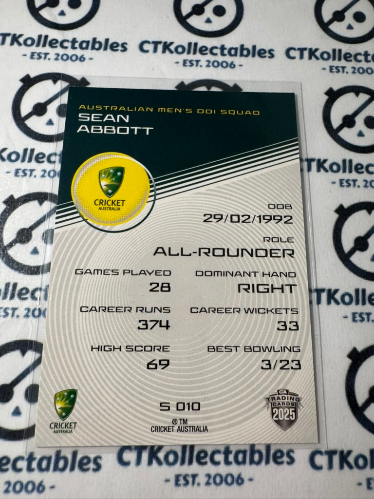 2025/26 CA Cricket Traders Sean Abbott Silver Parallel #S010
