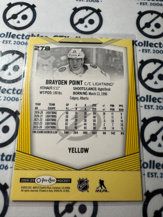 2024-25 O-Pee-Chee Hockey YELLOW BORDER #278 Brayden Point Tampa Bay Lightning