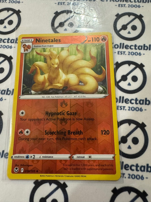 Ninetales Reverse Holo #018/195 2022 Sword & Shield Silver Tempest Pokemon Card