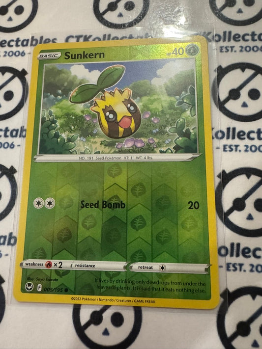 Sunkern Reverse Holo #005/195 2022 Sword & Shield Silver Tempest Pokemon Card