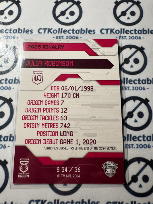 2025 NRL Rivalry Silver Special Edition Julia Robinson S34/36 QLD Maroons